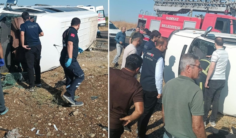 Adıyaman'ın Samsat İlçesinde Kontrolden Çıkan Minibüs Devrildi: 12 Kişi Yaralandı